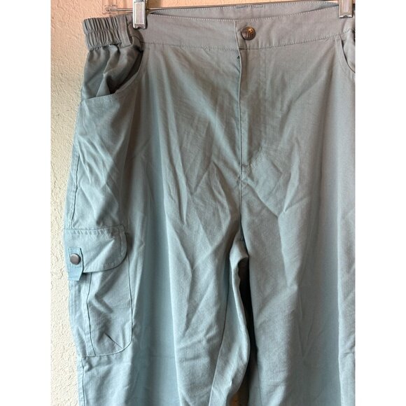 Outdoor Sports Light Blue Cargo Pants With Elastic Waist Button Pockets Size XL - Picture 5 of 10